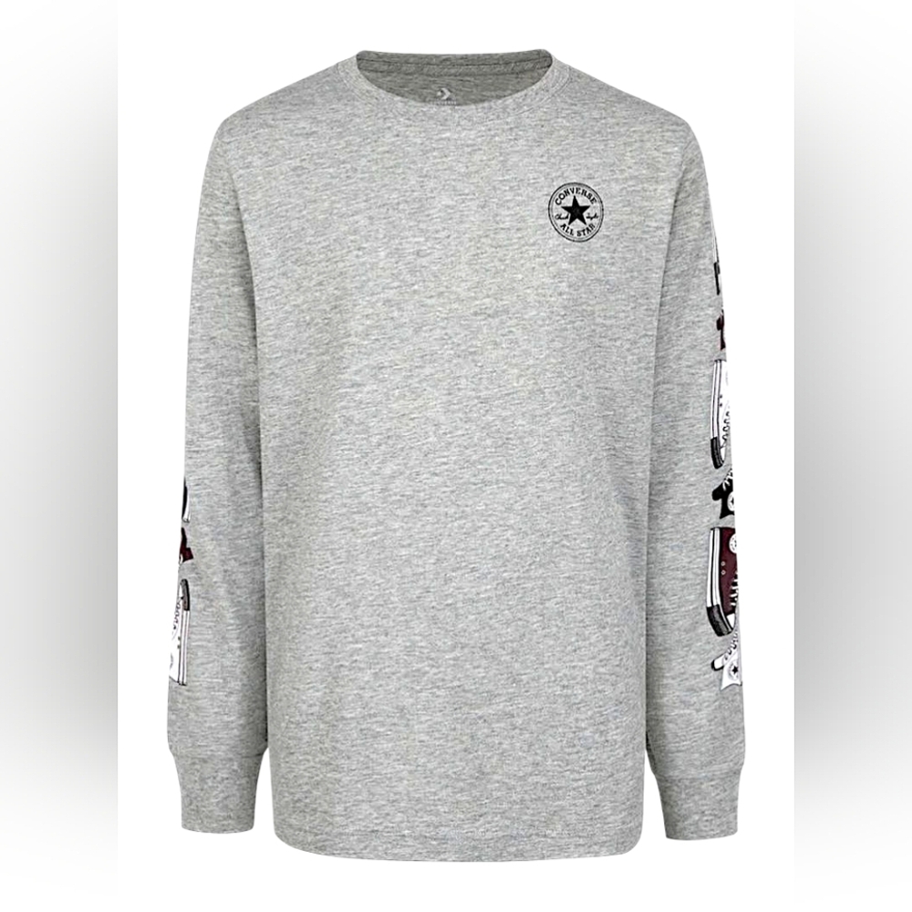 Converse Heather Gray Shoe Classics Long Sleeve Tee (Kids)